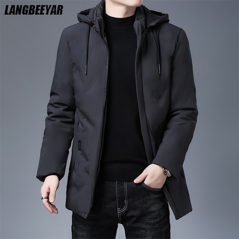 Top Grade Men Parka Jacket Thick Casual Fashion Windbreaker Hooded Quilted Bubble Coats Long Mens Clothes 250919