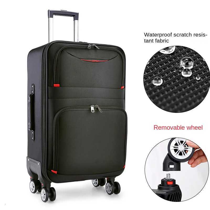 30 Large Capacity Black Luggage Waterproof Durable Trolley Case Oxford Cloth Detachable Spinner Wheel 20 Password Suitcase W250920-image-1076021647