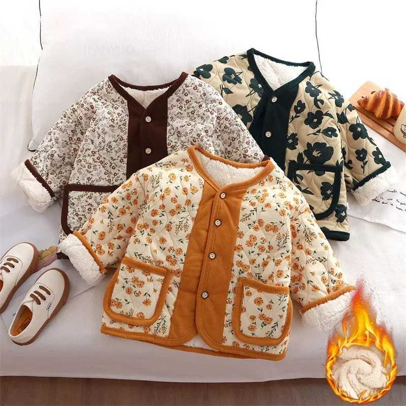 Girls Baby Cotton Clothing Coat Autumn Winter Thick Warm Boys Kids Plush Florals Jacket Fashion Korean Spring Children Outerwear X250920