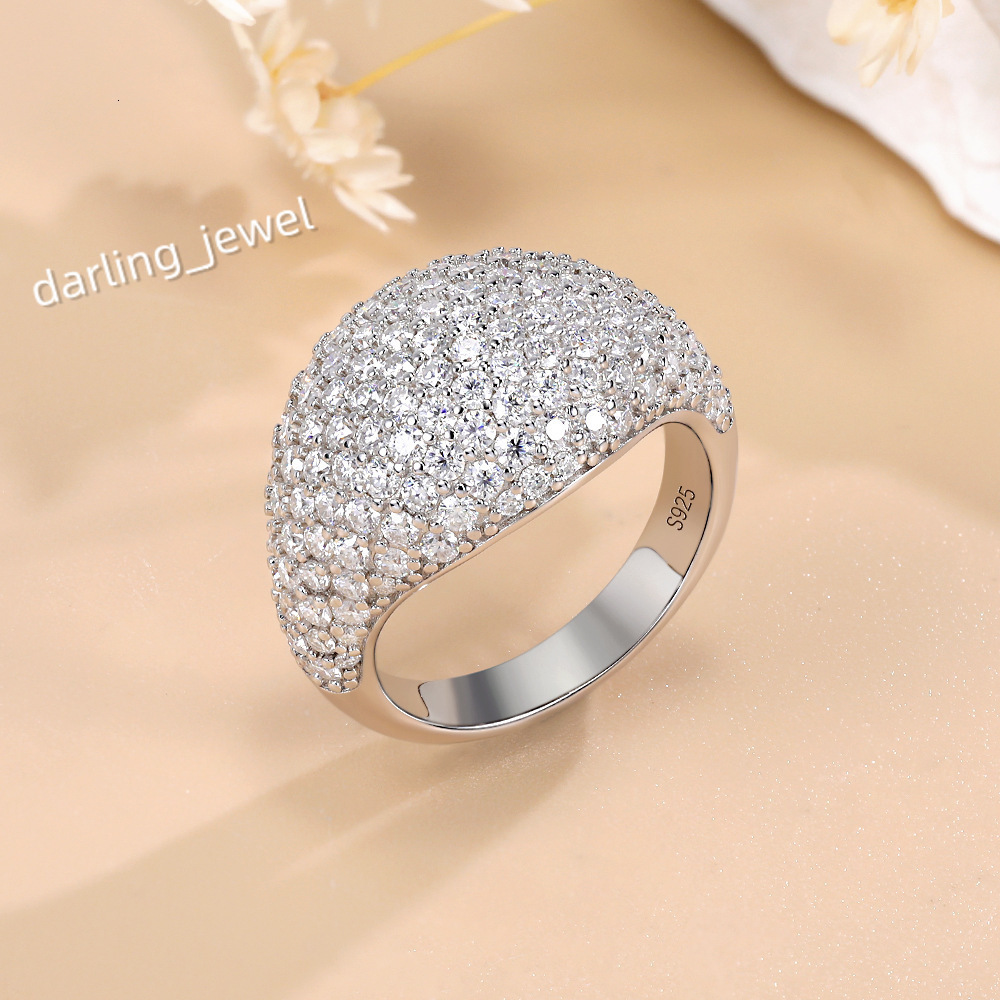 Factory Wholesale High Quality Iced Out Hiphop Ring D Color Vvs White Moissanite Diamond S925 Sterling Silver Ring