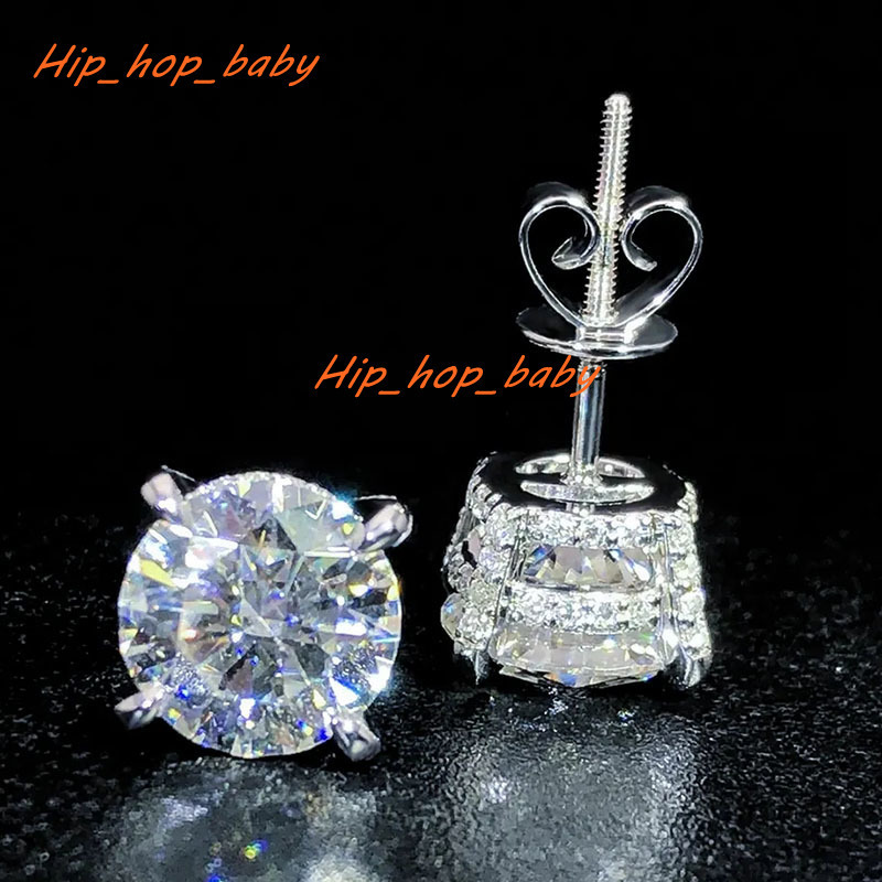 Custom Real S925 Sterling Silver 9k 10k 14k 18k Solid Gold Earrings D Vvs Moissanite Lab Natural Diamond Studs Earrings