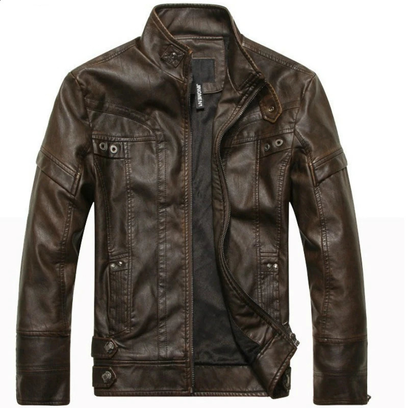 Men PU Leather Jackets Motorcycle Mens Cotton Coat Autumn Winter Fleece Leather Jacket Jaqueta De Couro Masculina Casual 250920