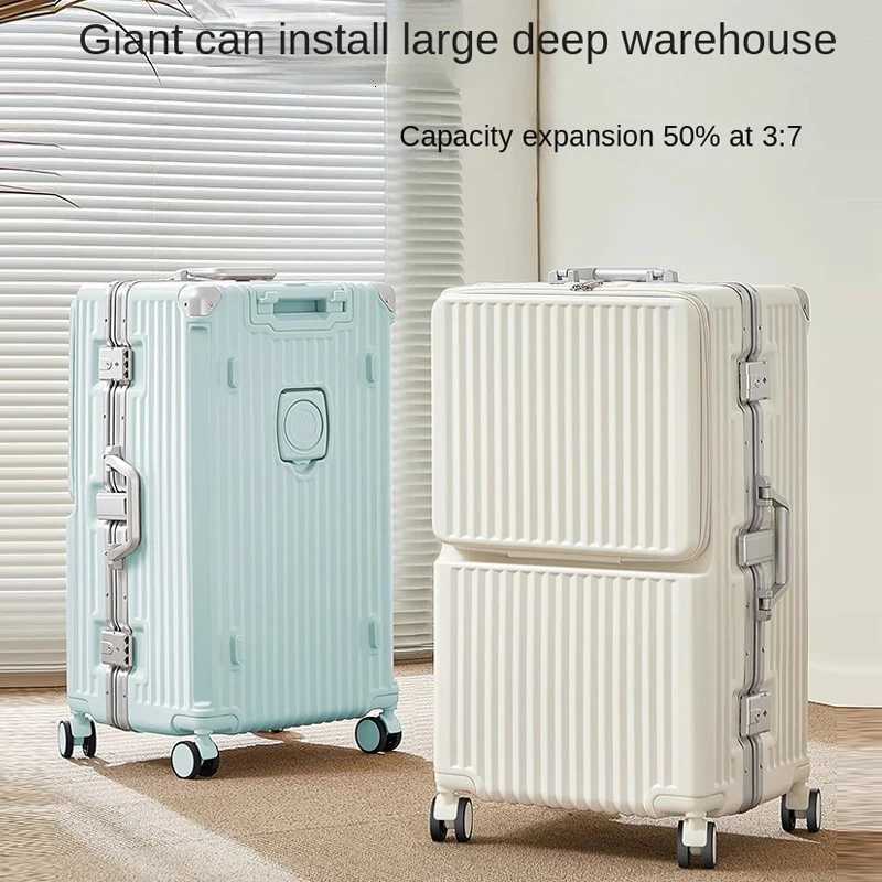 Front Opening Suitcase 20 inch Boarding Box Trolley Case 2830 inch Luggage Large Capacity Aluminium Frame Suitcase Password Box W250920-image-1076021688