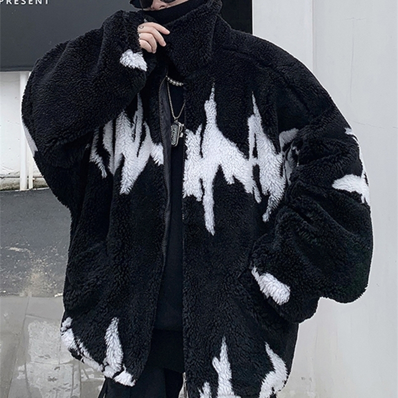 Mauroicardi Hiver surdimensionné épaissis épaissis de veste de fausse fourrure moelleuse Men Raglan Long Manche à manches zippées 250919
