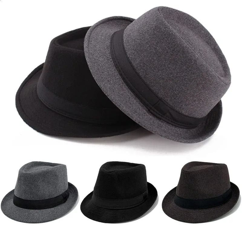 Vintage Wool Fedora Hat Classic British Style Mens Dress Retro Jazz Cap for Gentlemen Autumn Winter Warm Formal Headwear 250919