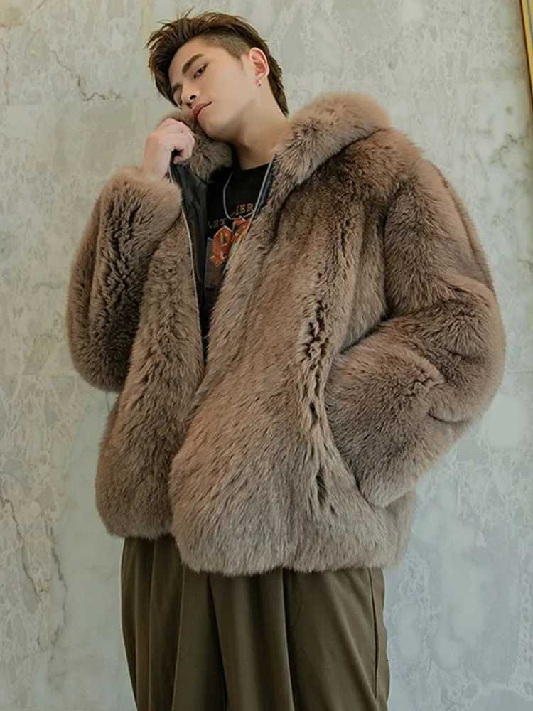 Veste moelleuse chaude à capuche à capuche à capuche épaissis en fausse fourrure pour homme 2024 Mentide hivern