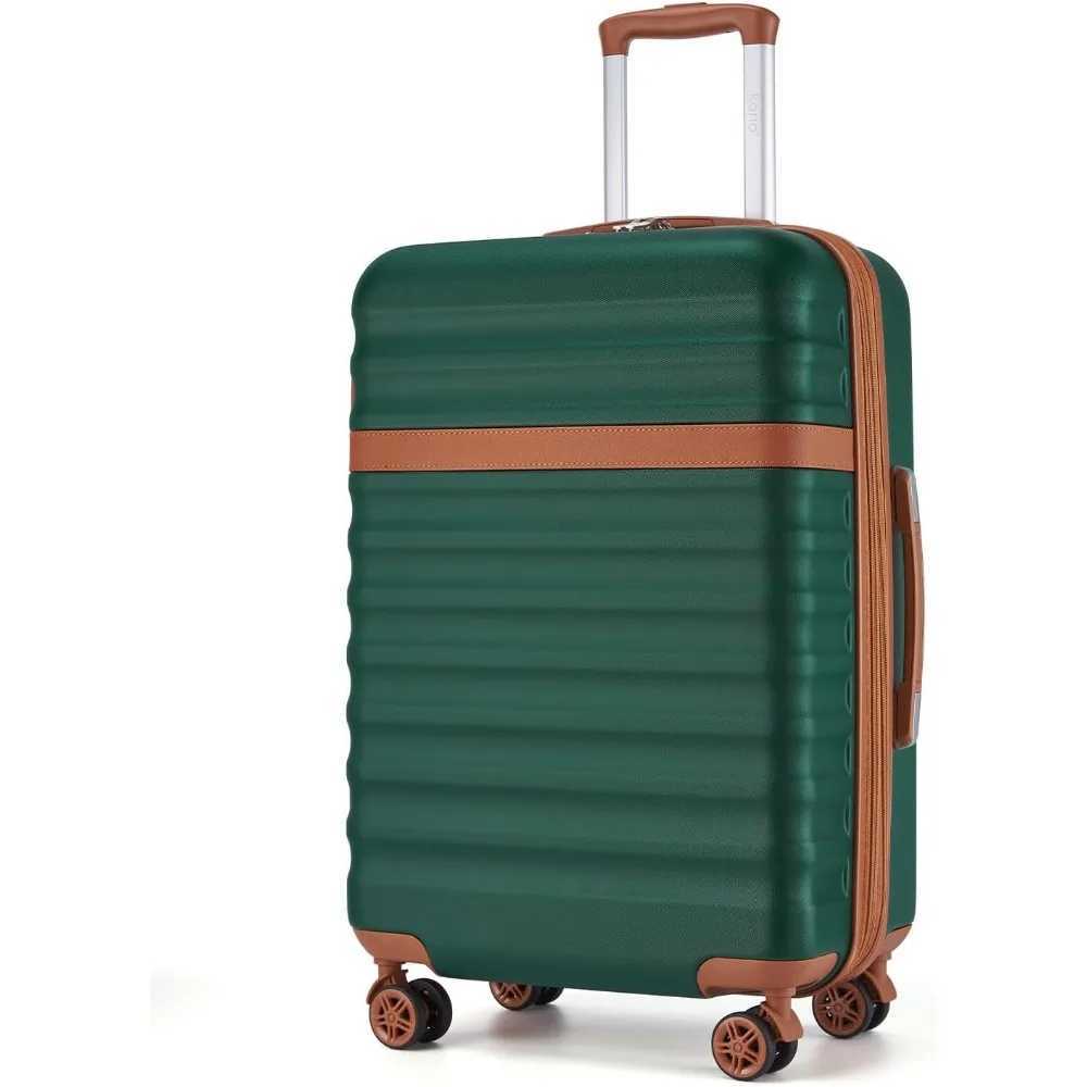 Kono Bandiques à carreaux moyens de taille moyenne 24 pouces extensibles avec des roues à spinner Tsa Lock ABS PC Suise de voyage légère avec L W