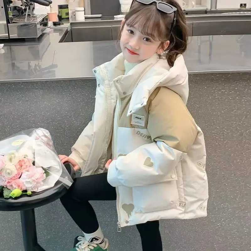 412 ans Girl Down Cotton Veste 2025 Nouveau enfant à la mode pour enfants HEPPERS BLOCKED MOBT KIDS Parkas 110160cm x250920