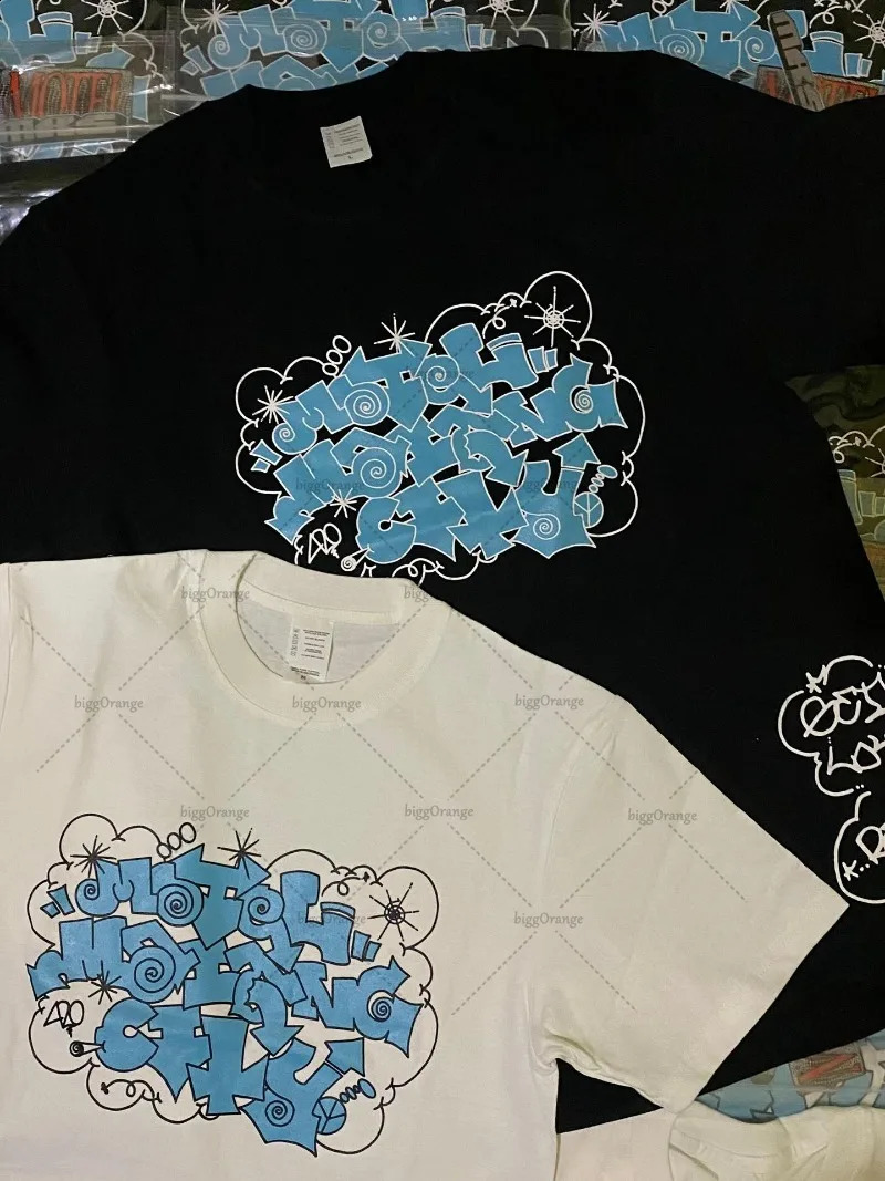 Lettre de dessin animé Impression décontractée en coton en vrac Men American Harajuku rétro Rétro Shortsleeved Women High Street Fashion Clothing