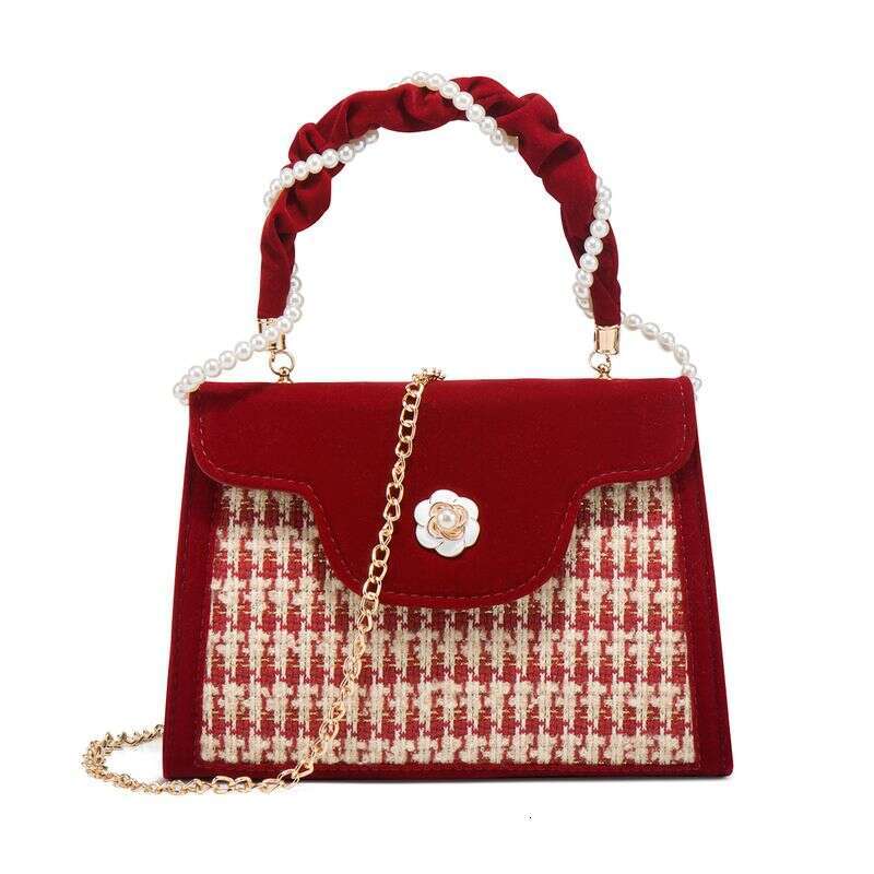 Lady Wedding Bridal High-End Sense, Women's Atmosphere Red, Niche Red Small Bag, Handheld 2024 New
