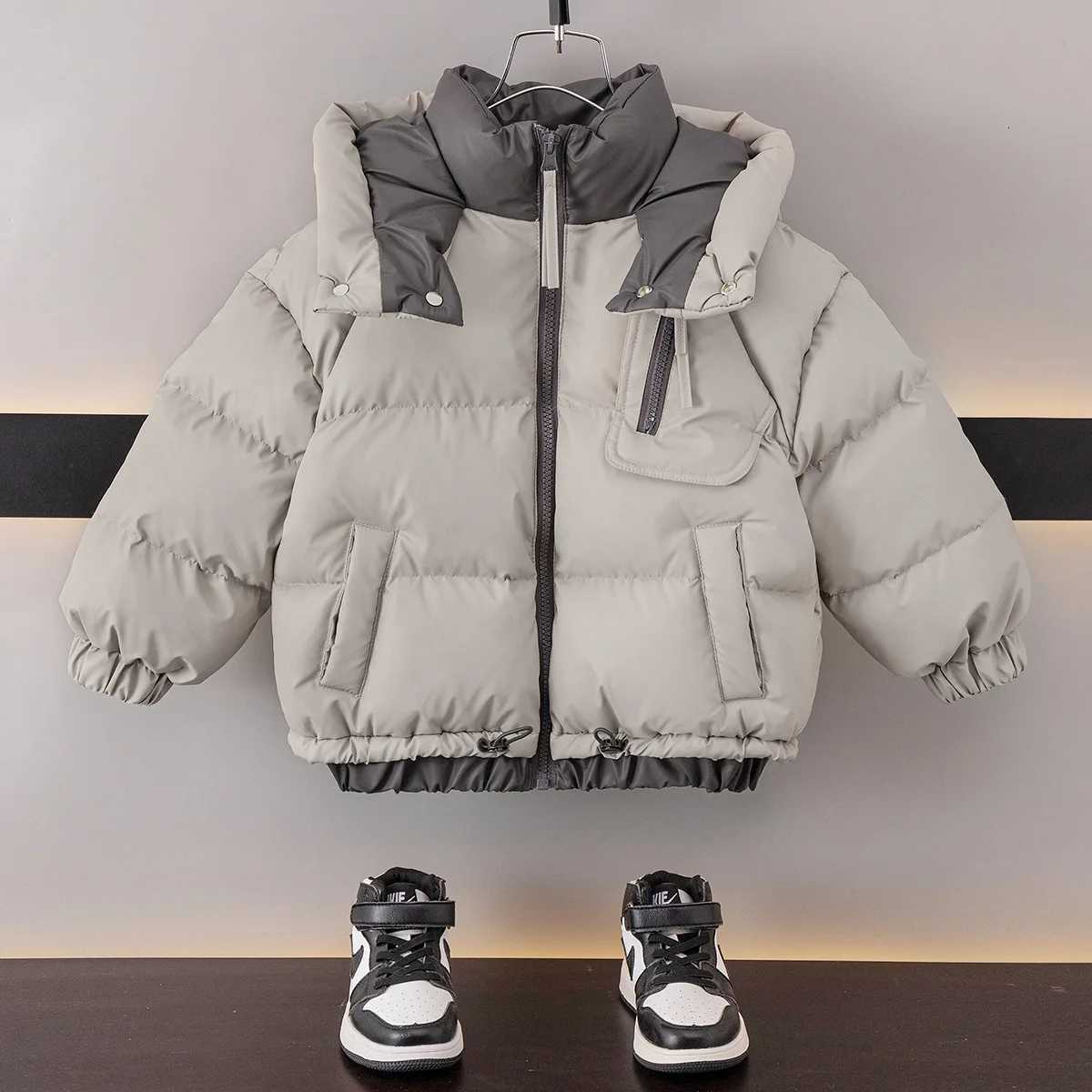 Adolescents garçons fausses deux vestes en veste d'hiver enfants épaississent le coton coton rembourré parkas à capuche thermique enfants