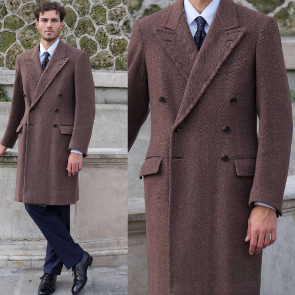 Autumn and winter retro chester 800g double-breasted coat 70% wool atmosphere field coat men Business Coat Customized