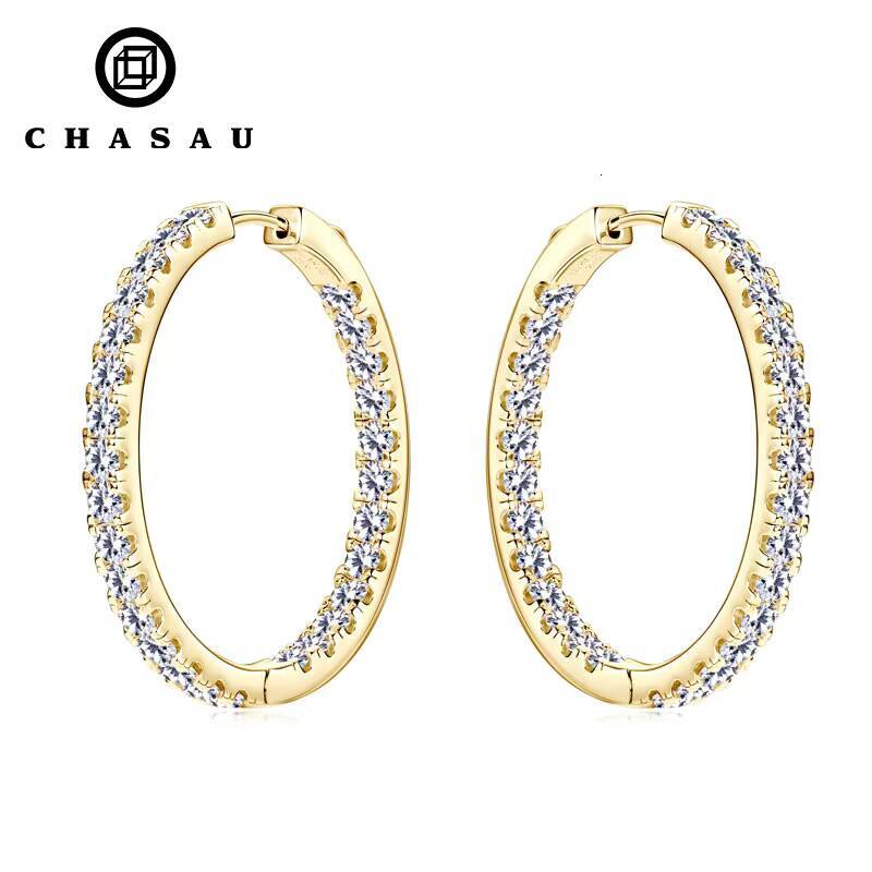 100 Boucles d'oreilles en diamant Moisanite 925 argent sterling 37 mm Cercle Big Boucles d'oreilles pour femmes