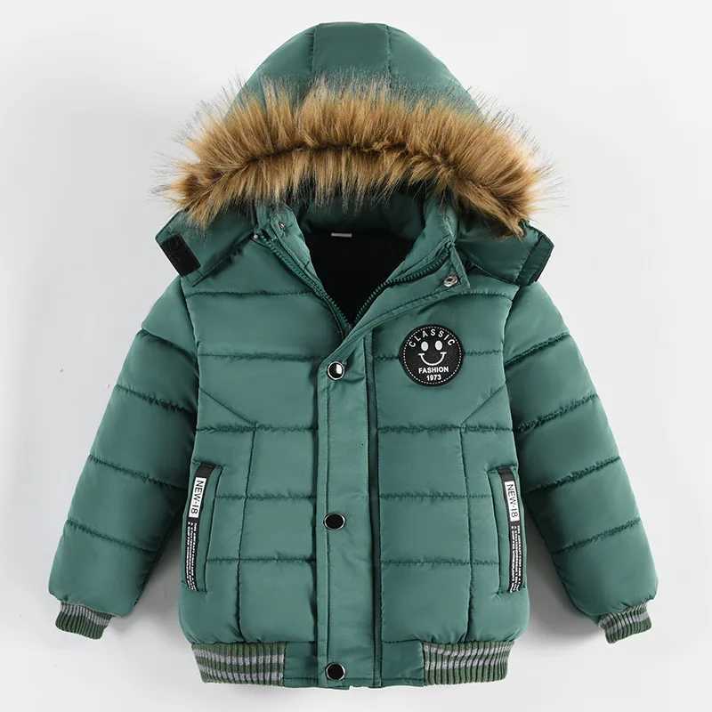 2025 Winter Children Warm Clothing Boys Down Jacket Baby Polyester Fiber Hooded Coat Thicken Outerwear Kids Solid Color Parka X250920