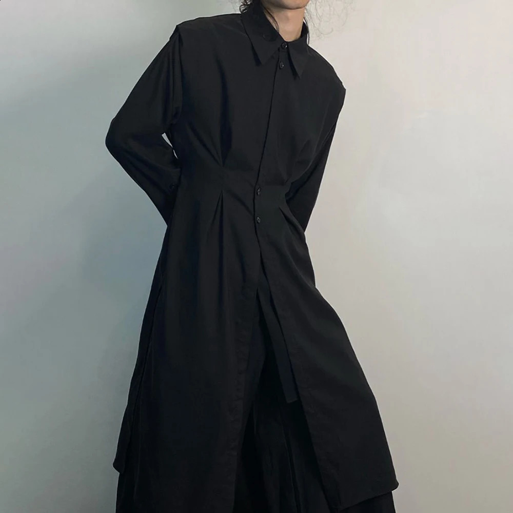 Mens Y2k Dark Gothic Style Long Windbreaker Autumn Fashion Streetwear Personality AllMatch LongSleeve Tops MenS Clothing 2024 250920