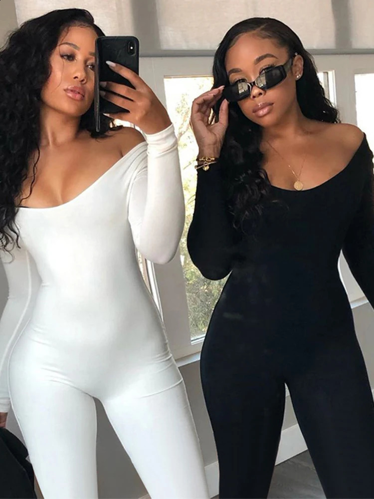 Spring and Summer Womens Jumpsuit Long Sleeve Solid Color Skinny Fashion Sports Fitness Pullover 250921