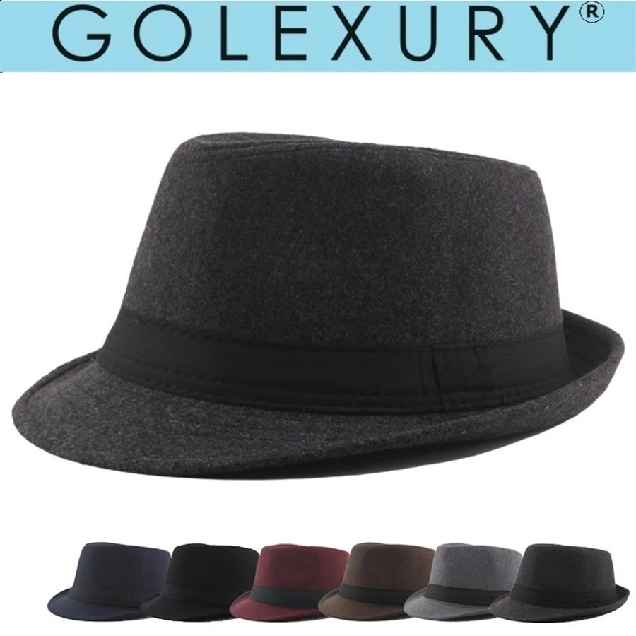 Unisex British Felt Jazz Hats For Middle Aged Men Bucket Hat Wool Fedoras Hat Autumn Winter Gentlemen Wedding Party Magic Caps 250920