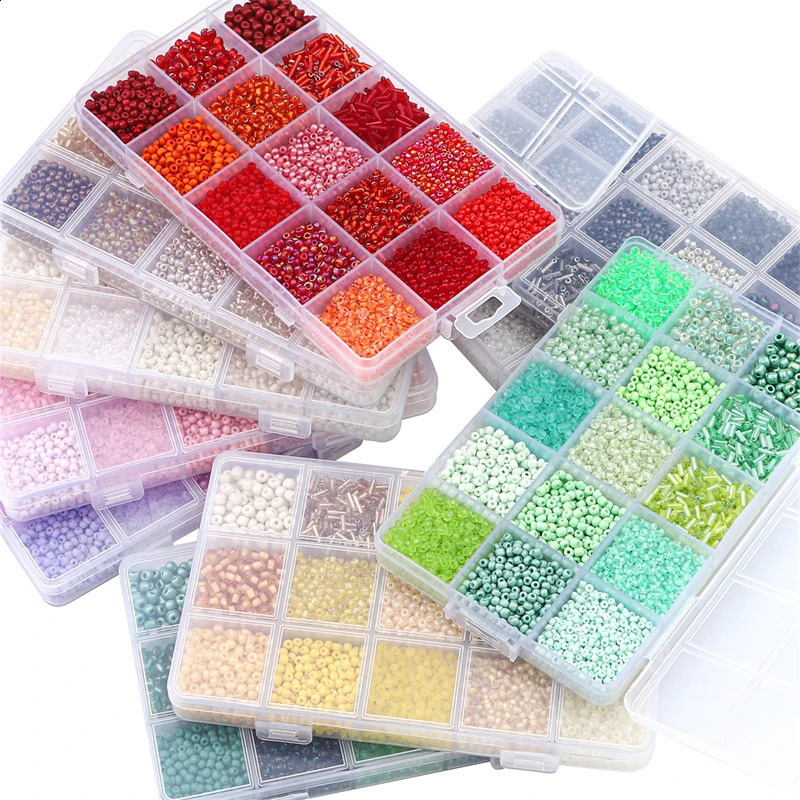 15 Colors Glass Beads Set for Bracelet Making Spacer Loose with Storage Box Tube Kit DIY Craft Necklace Charms 250919