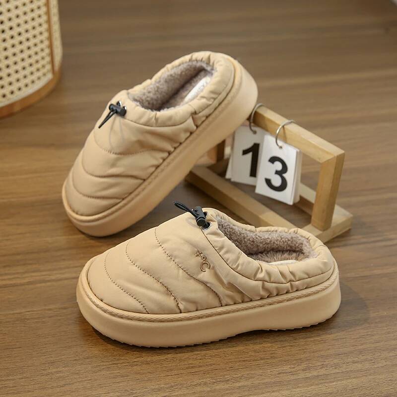 avec orteil rond, chaussures d'hiver légères, non-glissement en plein air pour femmes, pantoufles de coton chaudes et confortables ddmypanda