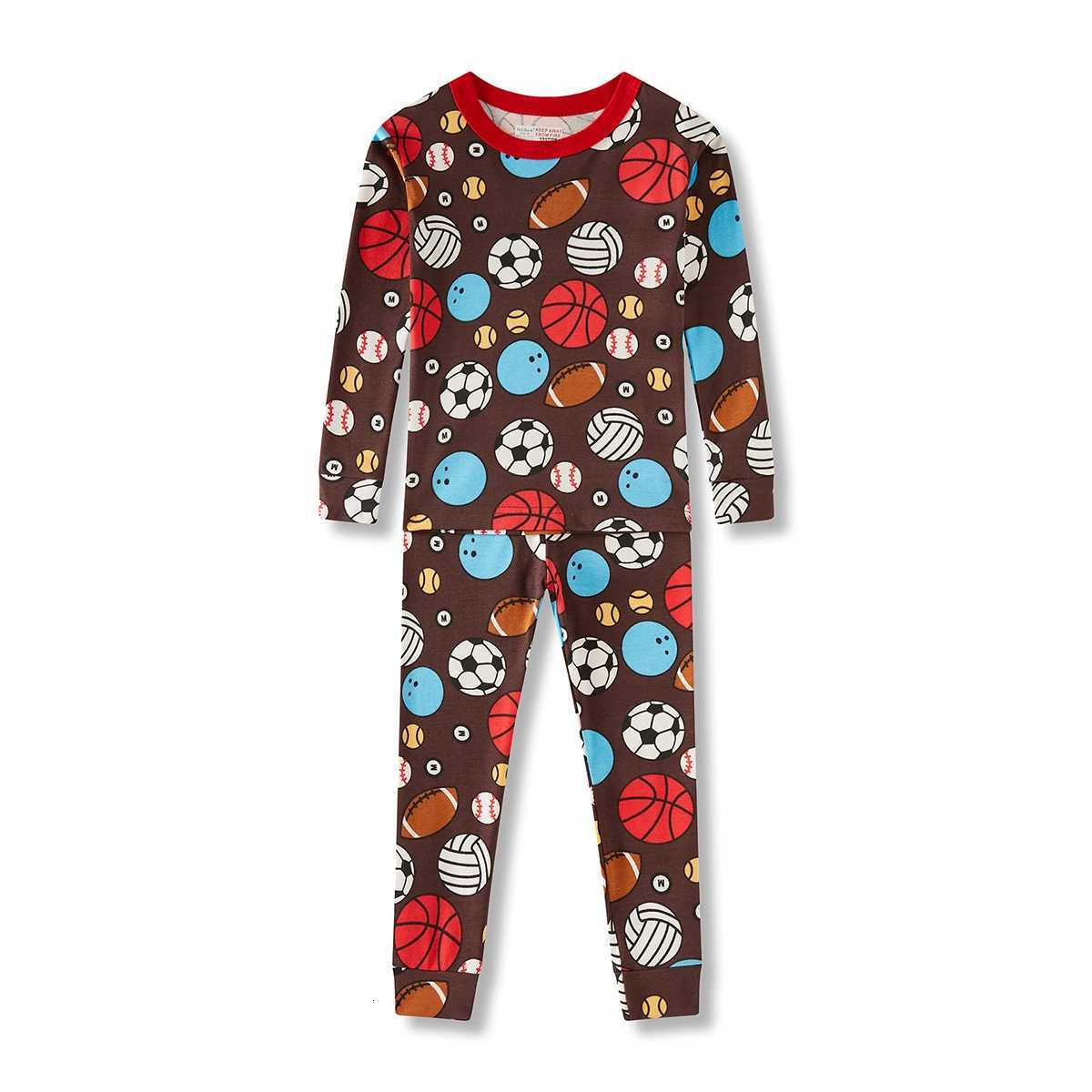 28 ans pour enfants en maillot de coton ensembles de vêtements de nuit pyjamas à manches longues pour garçons 2t8t une variété de football imprim