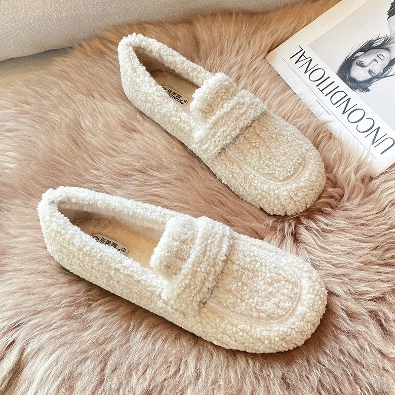 Winter Wool Shoes Ladies Fur Cotton Flats Thicken Soled Plush Loafers Women Big Size 4243 Moccasin Femme Pregnant Sneakers 250919