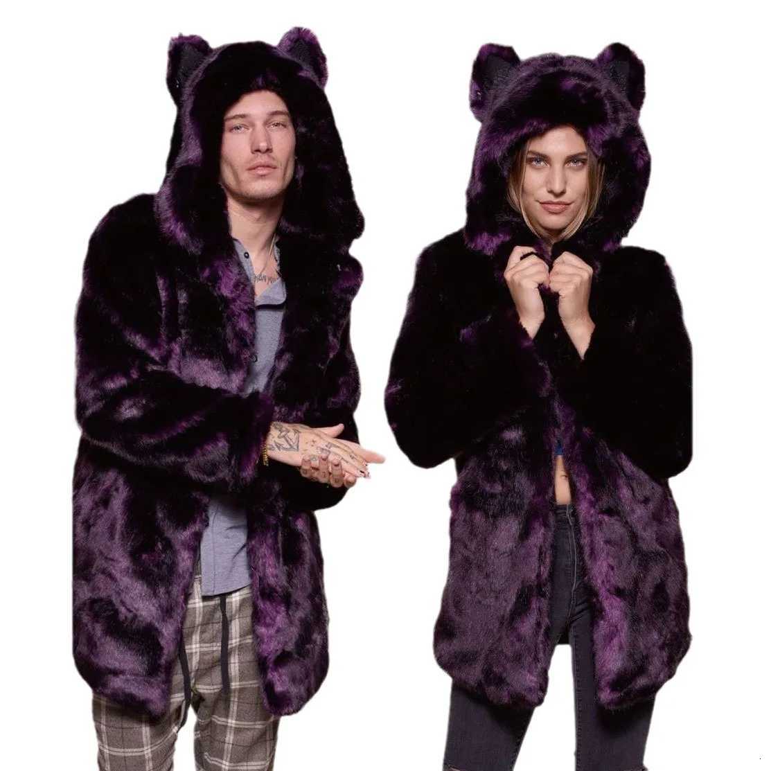 Kegular Size And Plus Size New Faux Fur Coat For Lovers Autumn And Winter Warm Casual Comfort Ears Hooded Faux Mink Fur Coat W250920