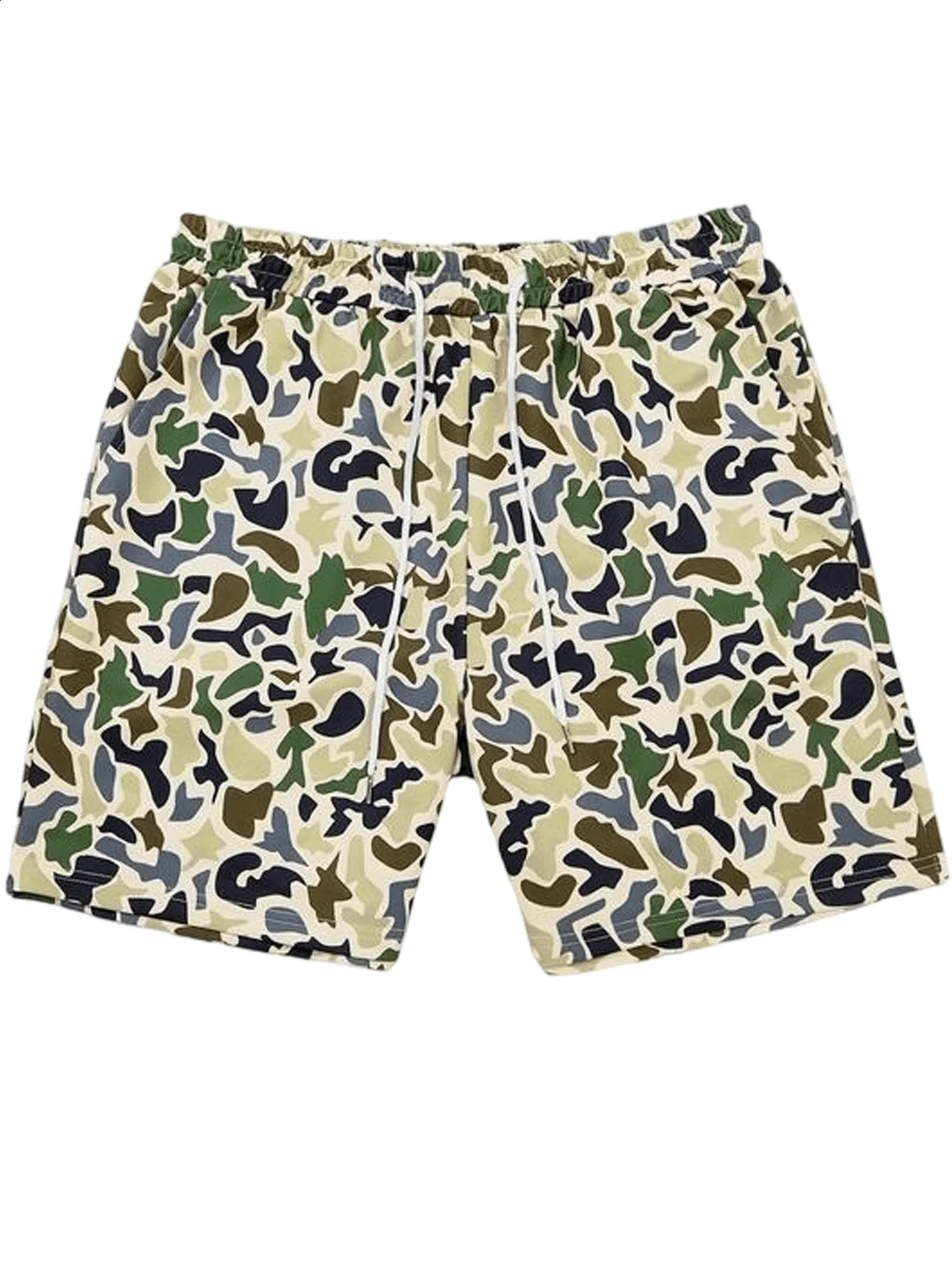 Mens Cargo Shorts Elastic Waistband Drawstring Summer Casual Big Tall Relaxed Fit Work 250920