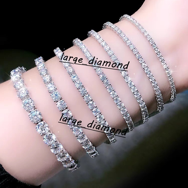 Wuzhou Factory Price Hip Hop Bracelet 925 Silver VVS Moissanite Cuban Link 2mm 3mm 4mm 5mm 65mm Moissanite Tennis Chain Jewelry