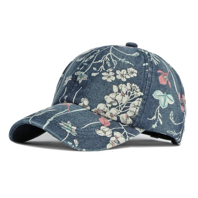 Boho Tropical Print Baseball Women Outdoor Washed Denim Cap Female Fashion Visor Bohemian Jeans Men Sport Street Sun Hats ddmythur
