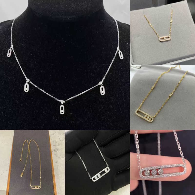 Classic Designer Pendant Men Women Necklace Charms collarbone necklaces three sliding move full diamonds 925 silver 18k gold Jewelry Wedding gift