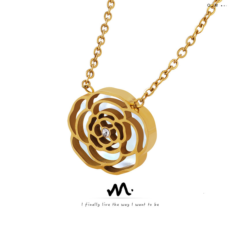 Ins Trend Niche Design polyvalent à fleur de rose chaud zircon blanc collier incrusté accessoires plaqués or