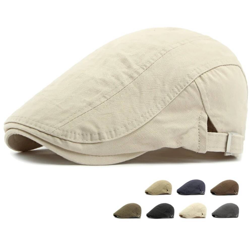 HT4675 Men Women Classic 100% Cotton Spring Summer Sun Male Female Beret Hat Adjustable Ivy Flat Cap Artist Berets ddmythur
