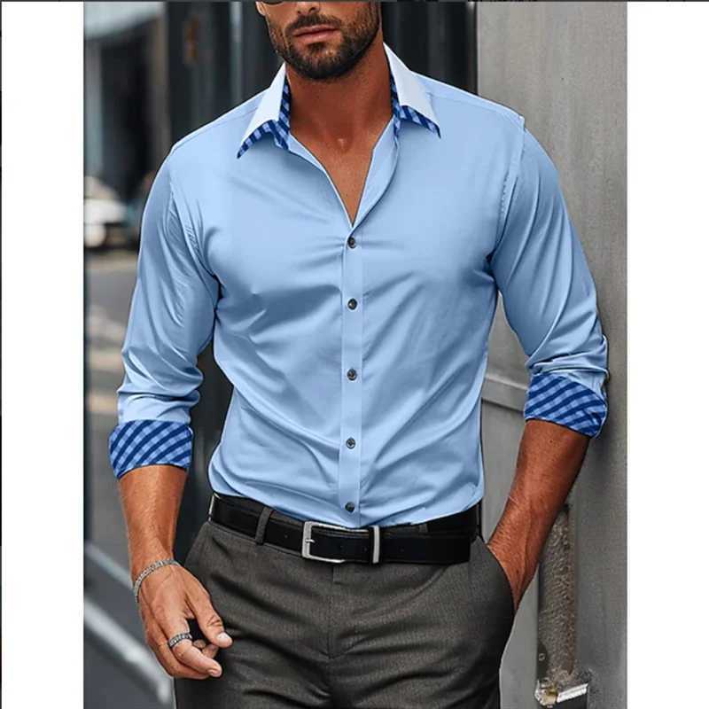 New Mens Long Sleeve White Shirt Fashionable Mens Long Sleeve Smart Casual Shirt Mens Dress ShirtXJ250920