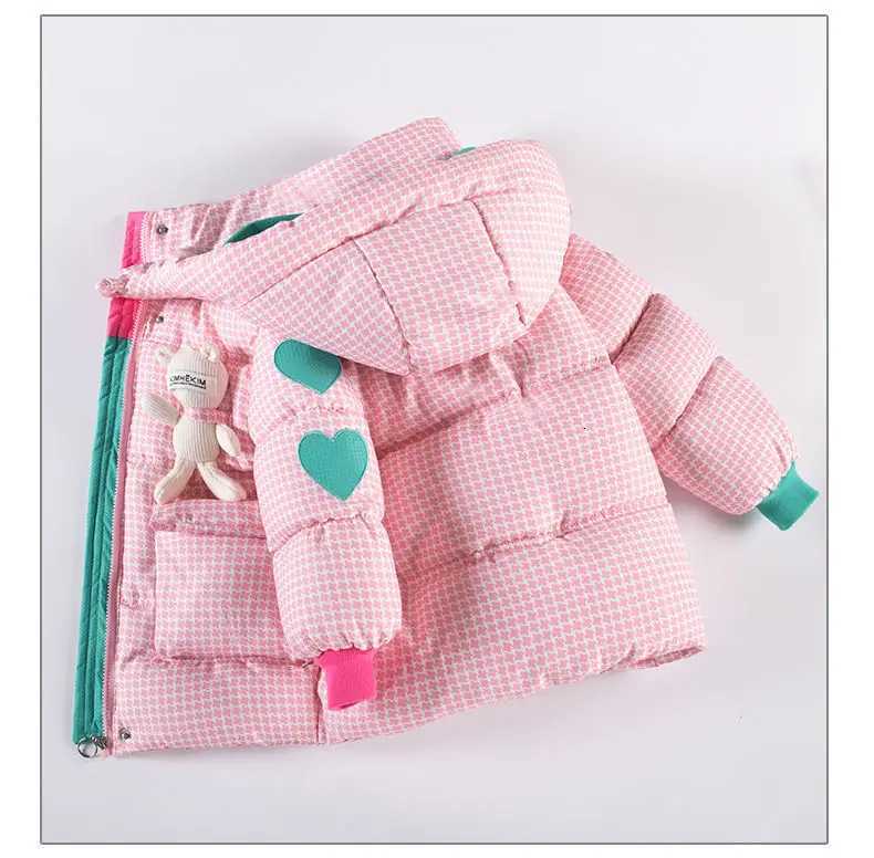 412 Years Girls Jacket 2025 New Winter Lattice Lining Plush Thick Keep Warm Hooded Parkas For Kids Winter Down Cotton Overcoat X250920