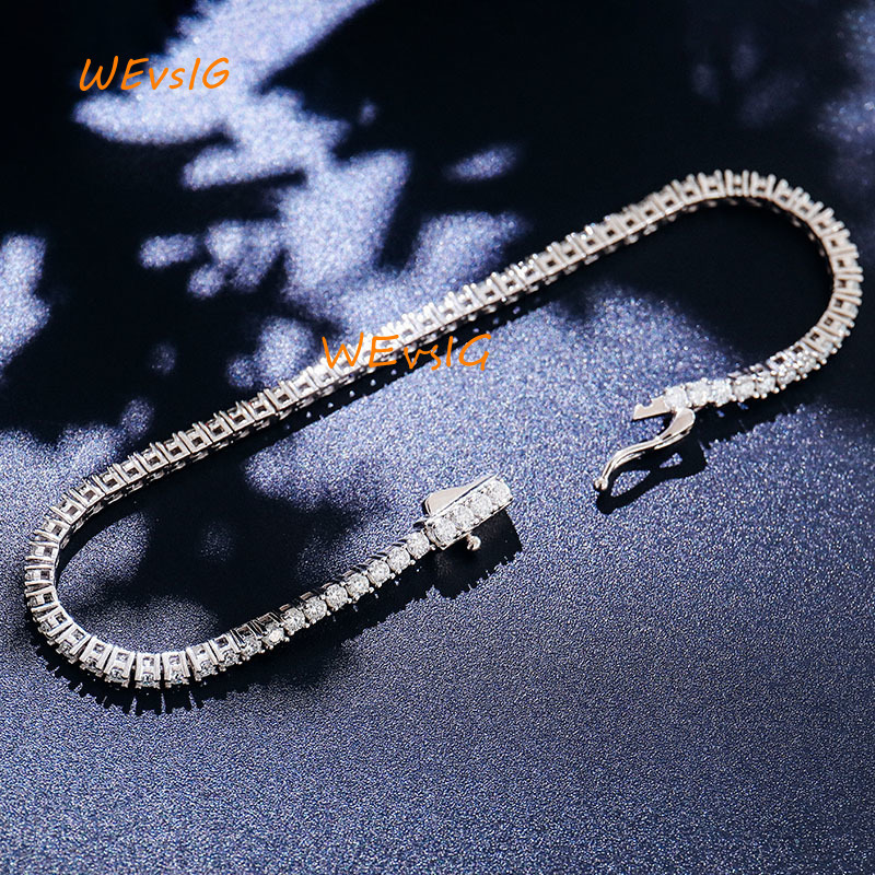 Iced Out Moissanite Stone Bracelet Tennis Bracelet Women Men Diamond Iced Out 4mm 678 Inches 925 Sterling Silver Bracelet