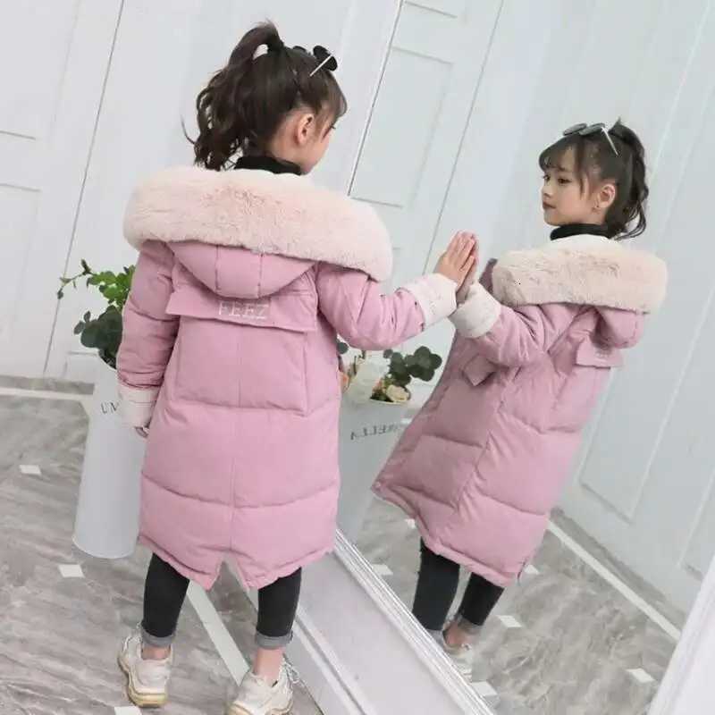 30 degrés filles vêtements hiver chauds veste en coton enfants parka fausse manteau de fourrure fille épaississeur sauthes