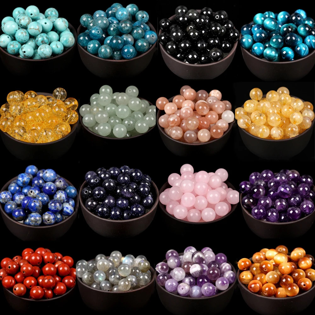 Tiger rond naturel ite lave turquoises Agates Jaspers Garnet Spacer Perles en pierre en vrac pour les bijoux Bracelet de bricolage 250920