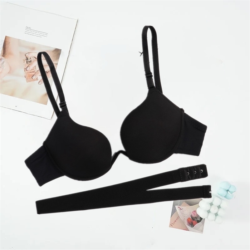 Women Low Cut Push Up Bra Sexy Backless Underwear Deep V Cross Back Bras Female Breathable Intimates Seamless Convertible Bra 250919