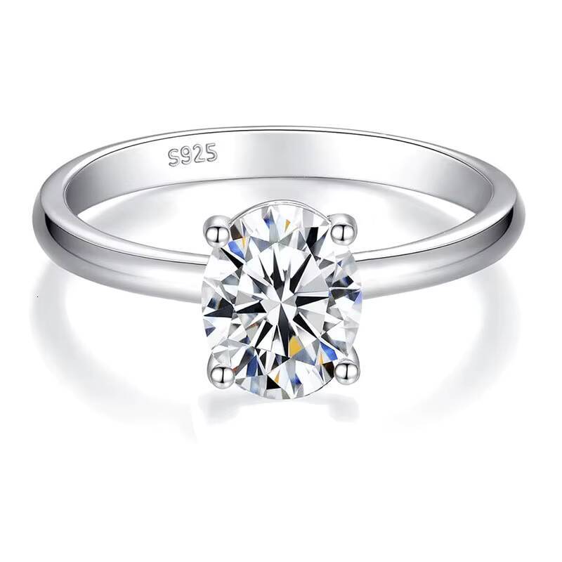 9 Pure Silver S925 Bijoux de doigt polyvalent zircon et 3CT OVAL REAL DIAMONDS Moisanite Engagement Anneau de fiançailles pour la dame Géromy