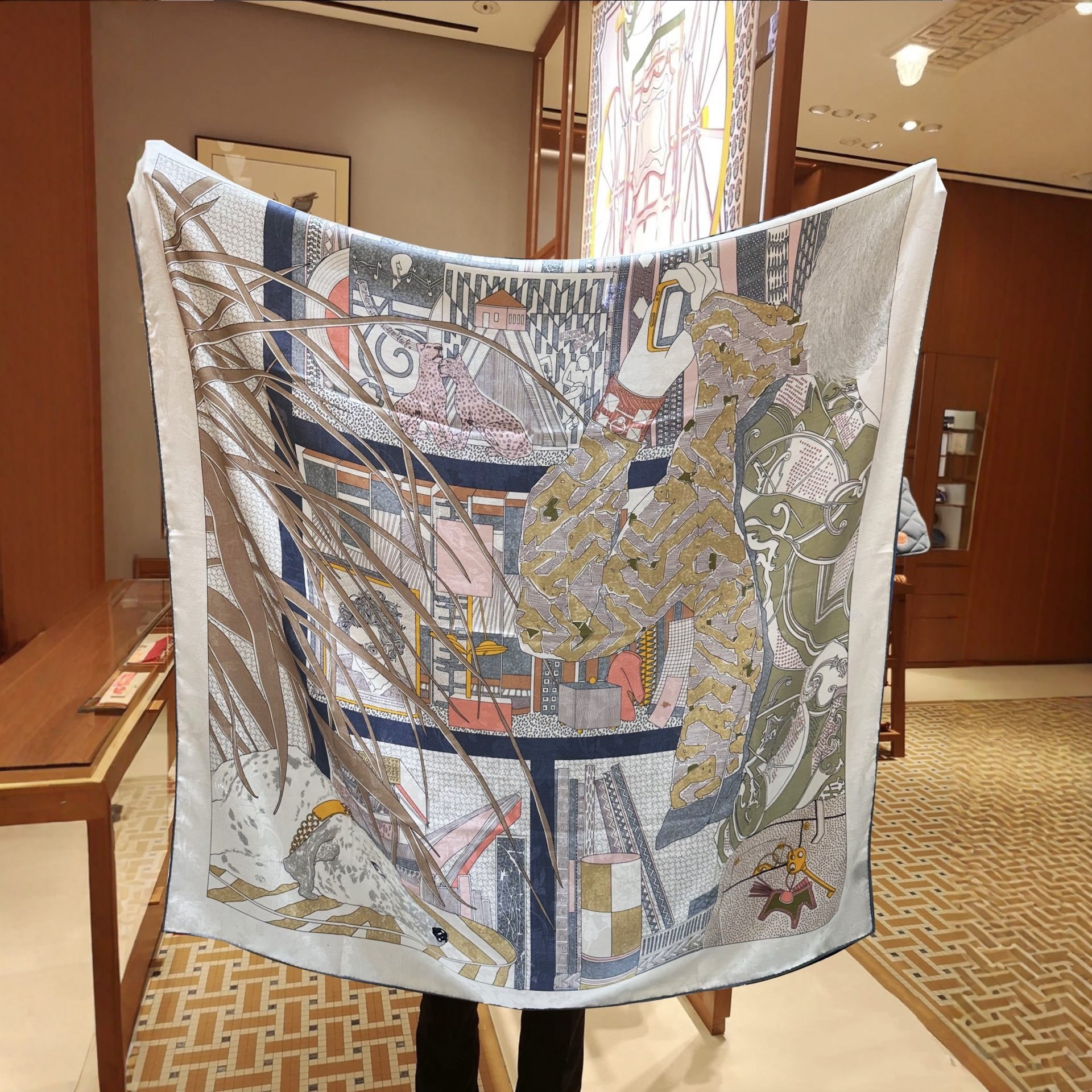 140*140cm Designer Silk Cashmere scarf H Cashmere for Women Fashion Versatile Printed High-end Warm Simple Live Streaming Large Square Silk Scarf