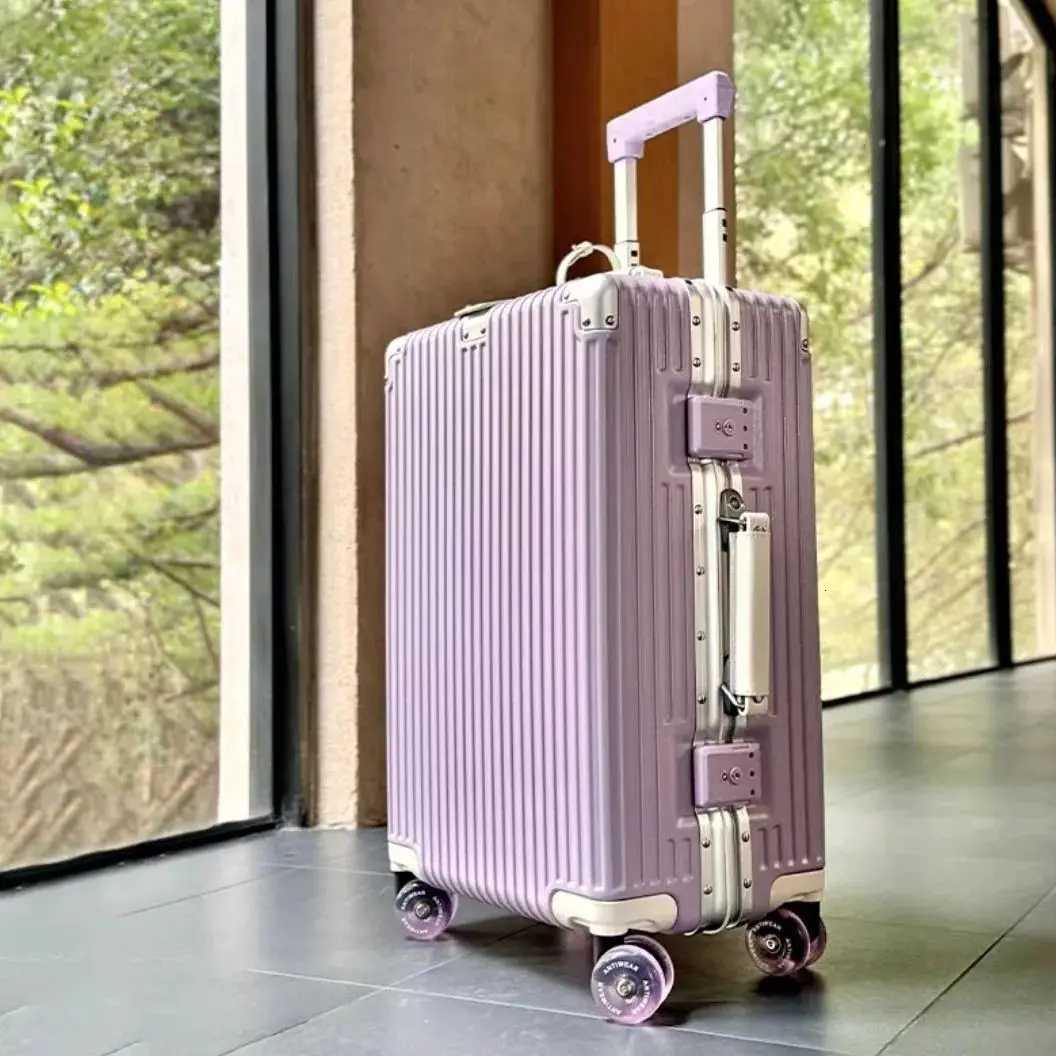 Suitcase Aluminum Frame with Colorful Silent Spinner Wheel TSA Lock Travel Trolley Case 20Carryon Highquality Rolling Luggage W250920-image-1076021610