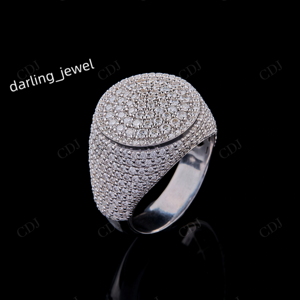 High Quality Round Moissanite Diamond S925 Silver Hip Hop Rapper Style Iced Out Full Signet Craftsmanship Luxury Big Round Ring