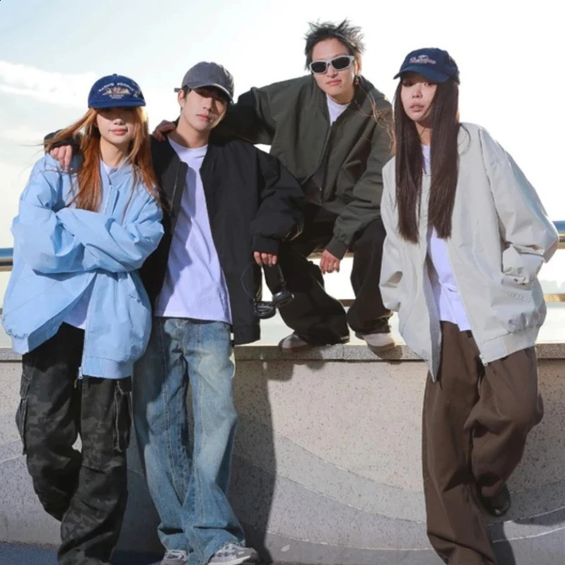 Korean Workwear Jacket Men Casual Bomber Windbreaker Women Jackets Loose Fit Baseball Coats S3XL Outerwear 250905
