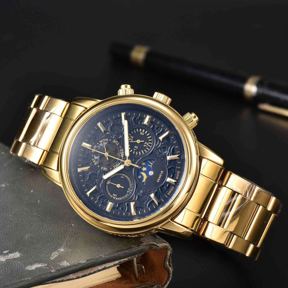 VC Watch Constantins Regardez Vache Constan Regardez Jiangshi Marque Men's Quartz High Quality Six-Hand Squelette Luminal Calendar Steel Band Wat