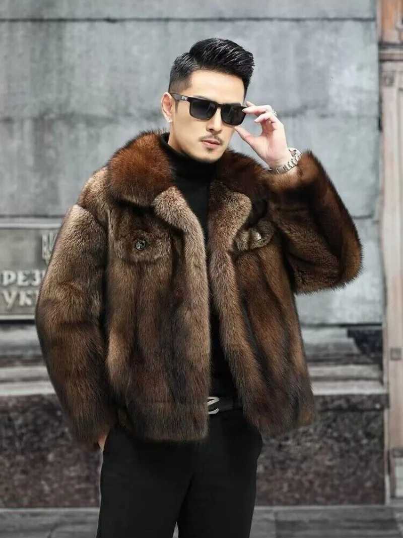 Luxury Mens Faux Mink Fur Coat Winter New Thicken Fur Outerwear Jacket Short Fashion Comfortable Fur Coat Turndown CollarXJ250920