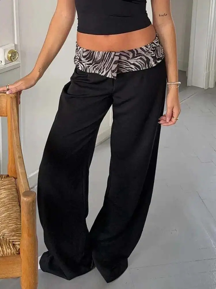 Absobe Polka Dot Patchwork Pantalon décontracté en liberté Femmes contrastes Mid Rise Elegant Office Lady Tripters Fashion Fashion Fewing Tenfit