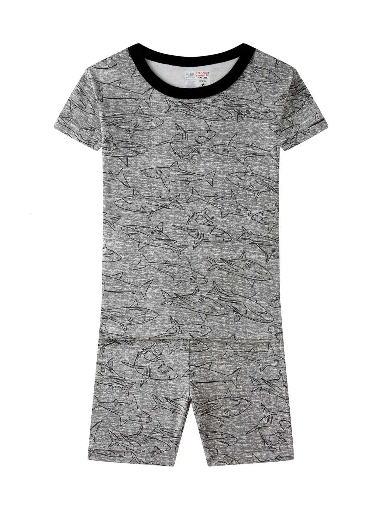Pyjamas en coton ensemble pour les enfants respirants garçons à manches courtes à manches courtes avec ceinture élastique à la maison décontracté