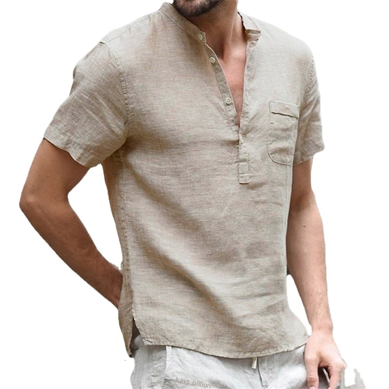 Summer Mens ShortSleeved Tshirt Cotton and Linen Led Casual Shirt Male Breathable S3XL yy250919