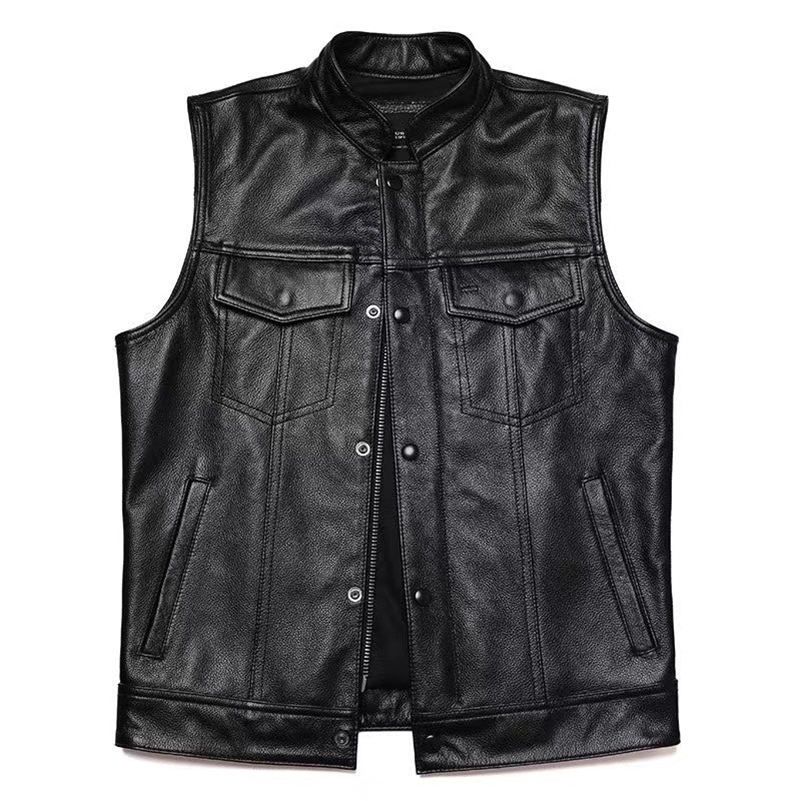 Autumn Winter Mens Faux Leather Waistcoat Classical Men Stand Collar Motorcycle Biker Leather Vest Stylish Clothing 250919