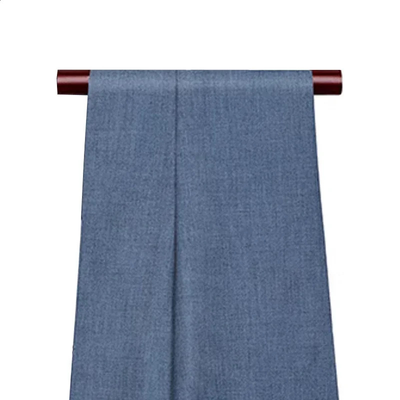 Mens Casual Business Slim Suit Pants Blue and Grey Solid Color Male Trousers 250919